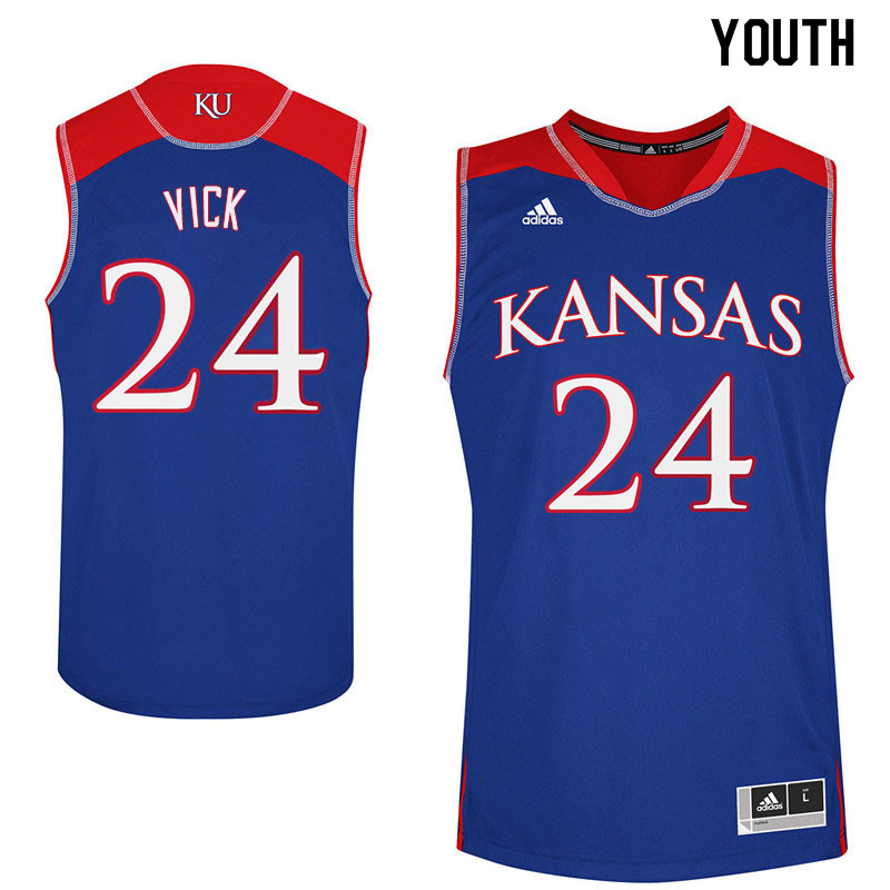 Youth #24 Lagerald Vick Kansas Jayhawks College Basketball Jerseys Sale-Blue - Click Image to Close